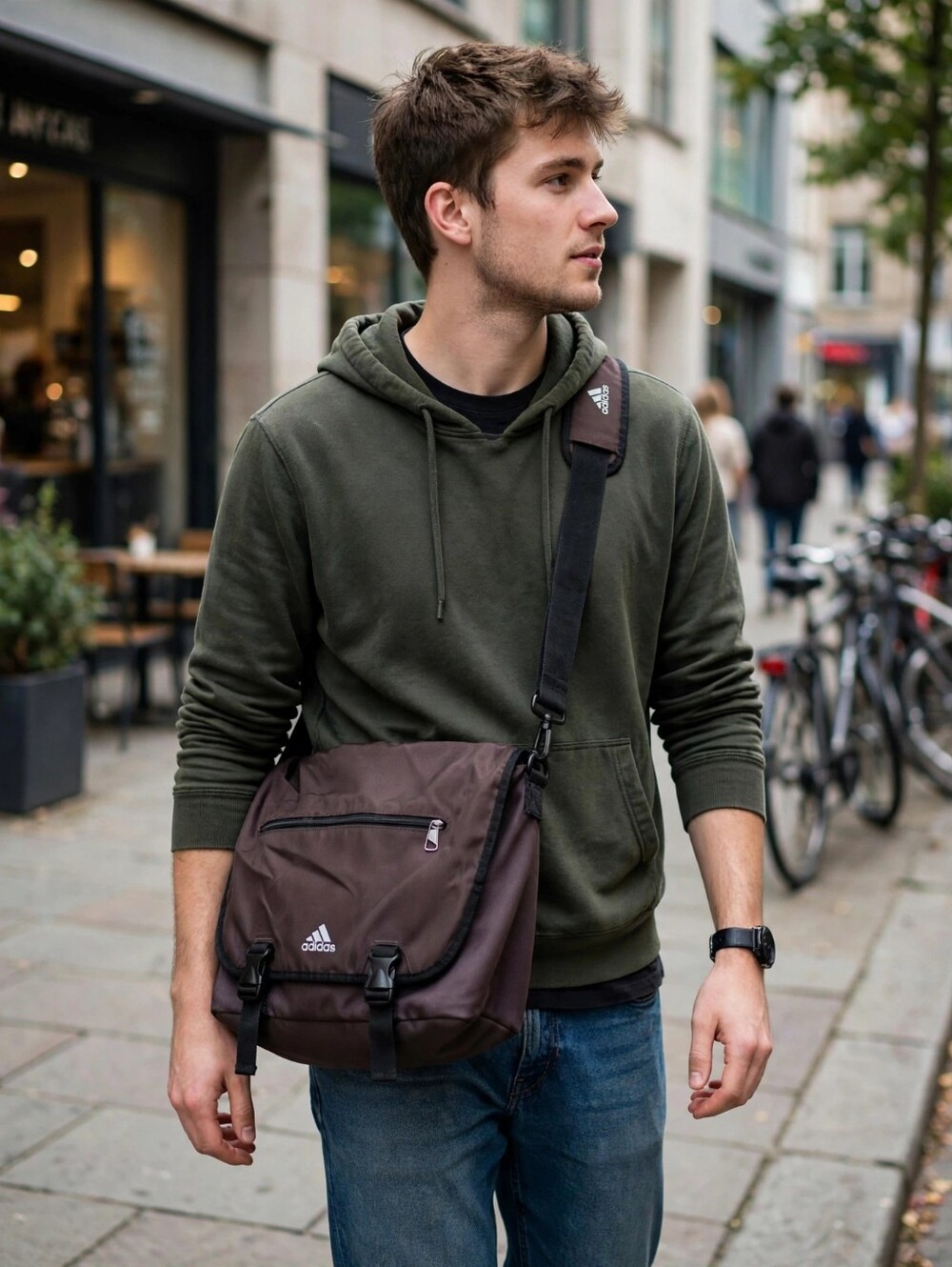Adidas Brown Messenger Crossbody Bag Laptop School